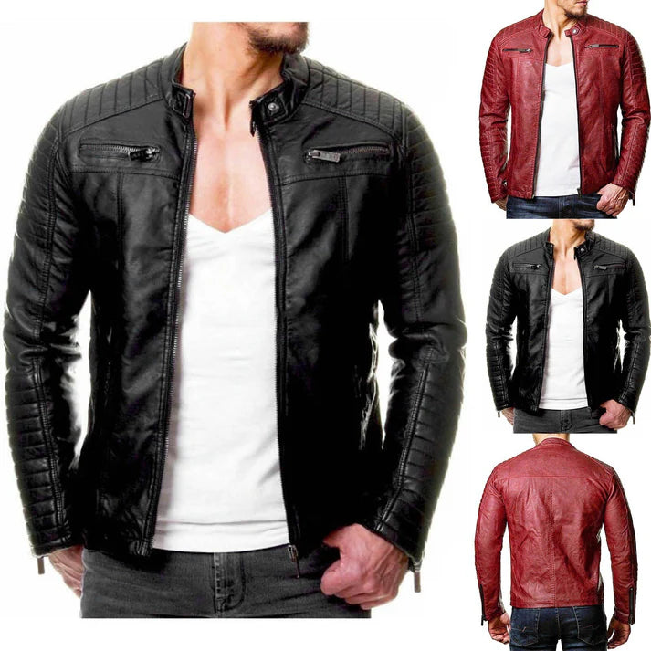 Men's Fashion Stand Collar Leather Jackets