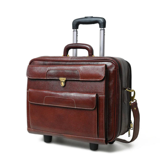 Leather Trolly Suitcase Bag