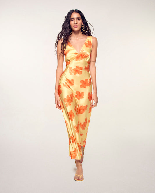 Backless Long Dress Sunny hibiscus