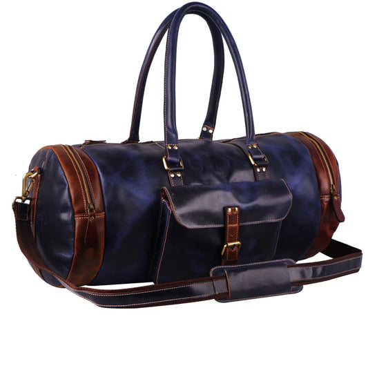 The O-Blue Sapphire leather travel duffel bag