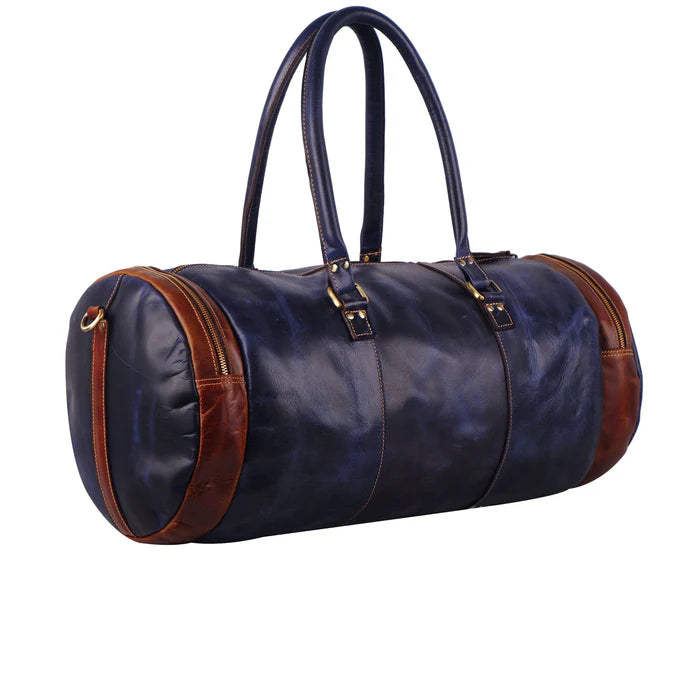 The O-Blue Sapphire leather travel duffel bag