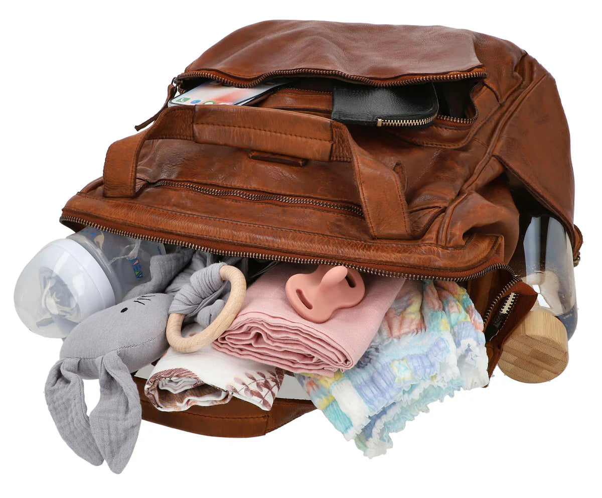 Stylish Leather Diaper Bag – Large Capacity Baby Bag
