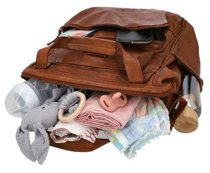 Stylish Leather Diaper Bag – Large Capacity Baby Bag