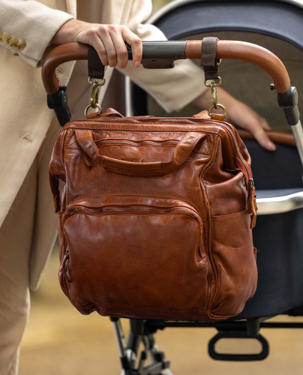 Stylish Leather Diaper Bag – Large Capacity Baby Bag
