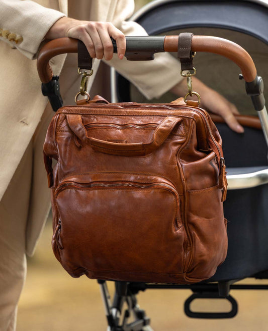 Stylish Leather Diaper Bag – Large Capacity Baby Bag