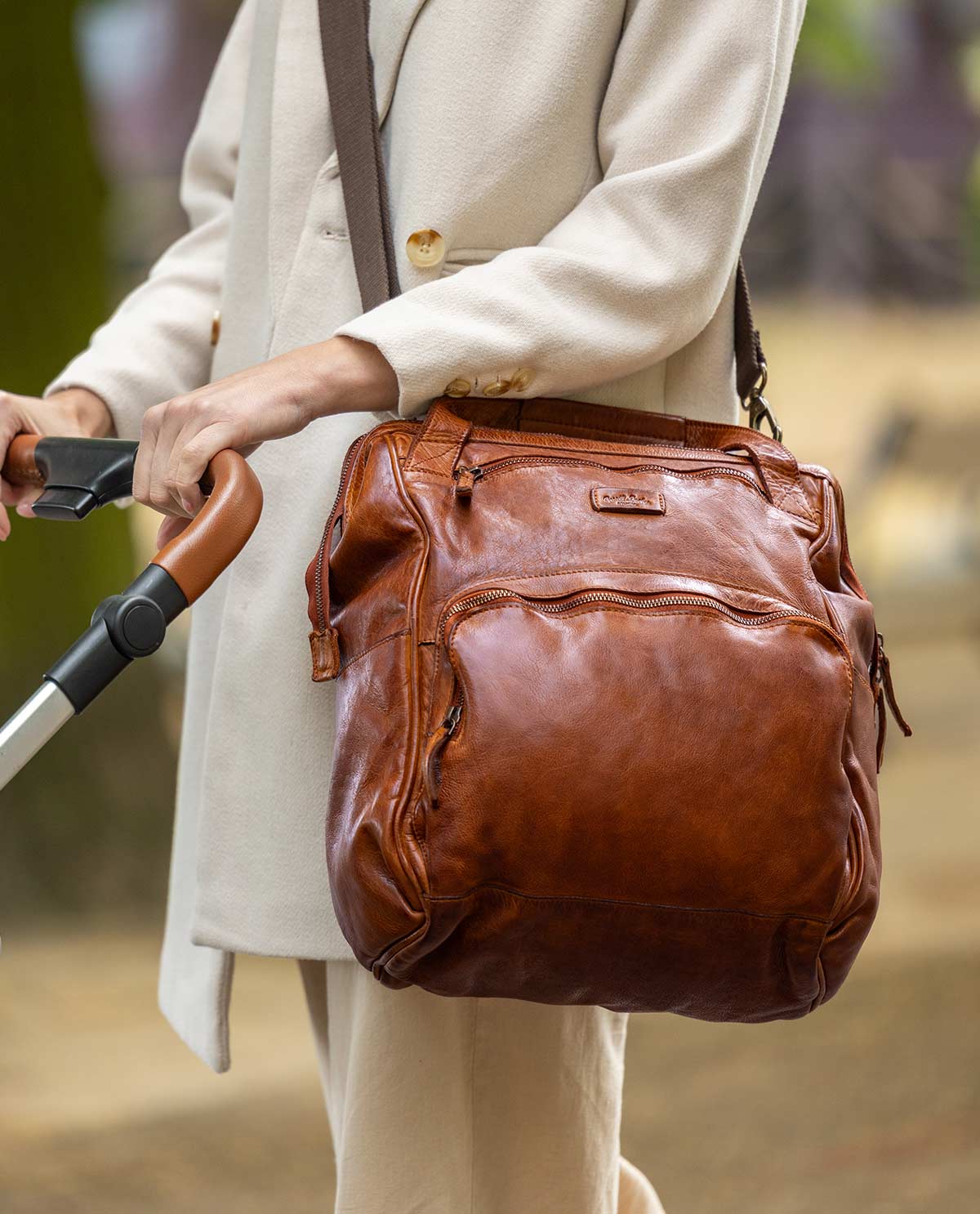 Stylish Leather Diaper Bag – Large Capacity Baby Bag