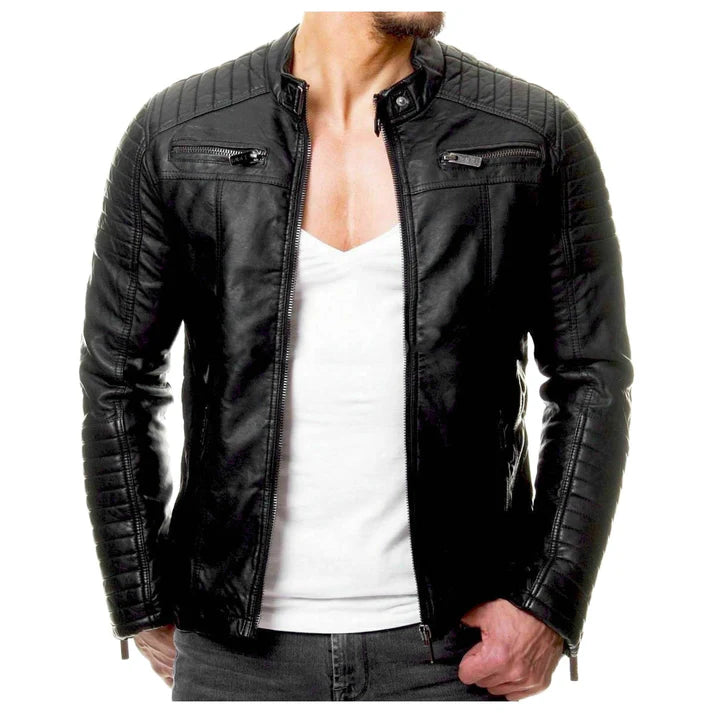 Men's Fashion Stand Collar Leather Jackets