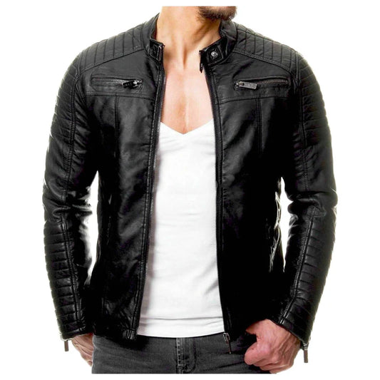 Men's Fashion Stand Collar Leather Jackets