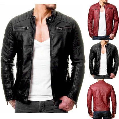 Men's Fashion Stand Collar Leather Jackets