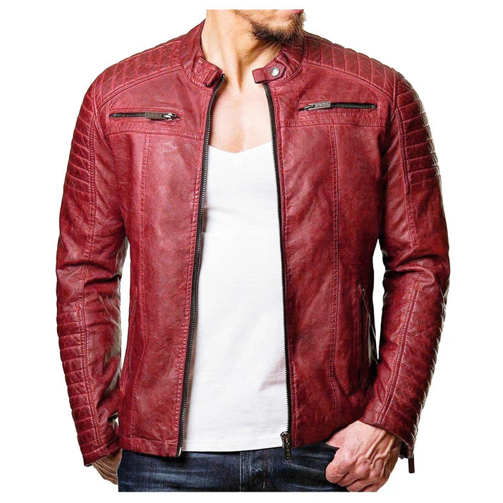 Men's Fashion Stand Collar Leather Jackets