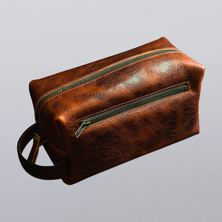 AGUEN Leather Dopp Bag With Zipper