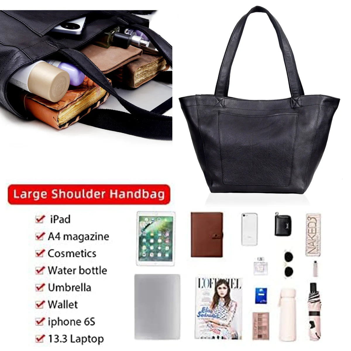 Luvena Leather Tote Bag