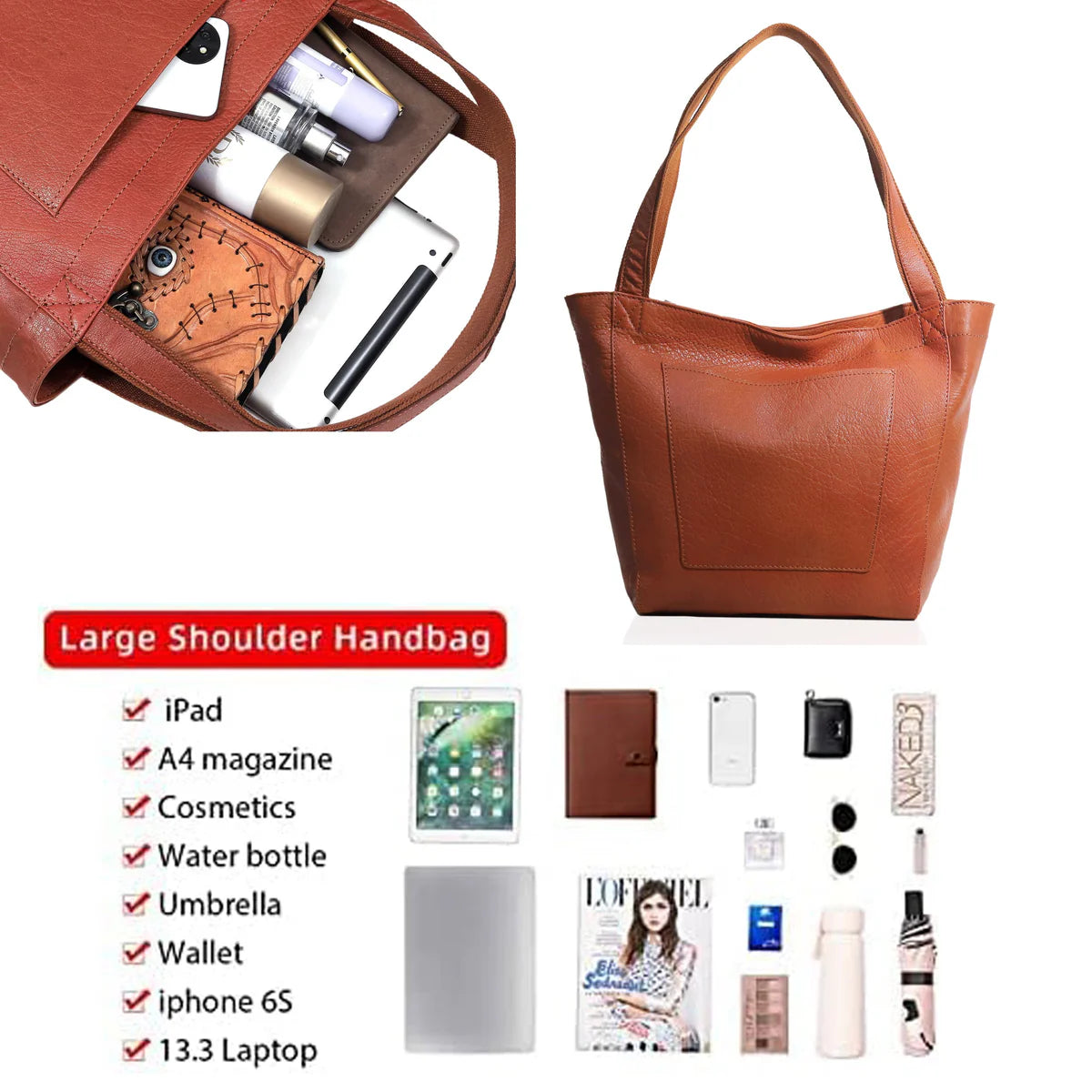 Luvena Leather Tote Bag