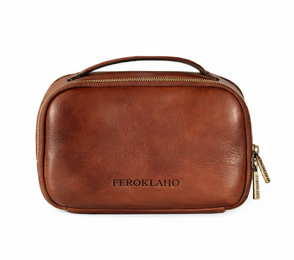 Benju Leather Dopp Bag With Zipper