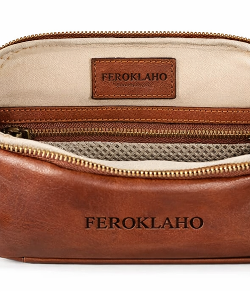 Benju Leather Dopp Bag With Zipper