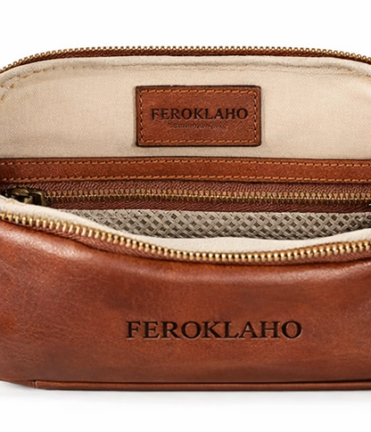 Benju Leather Dopp Bag With Zipper